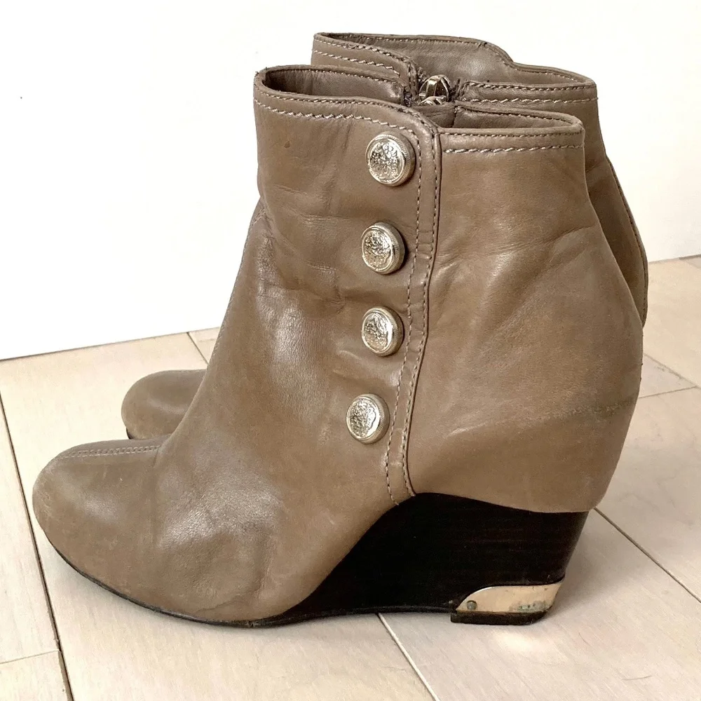 Beige Wedge Ankle Boots - Leather - Size 35.5 - Picture 3 of 12